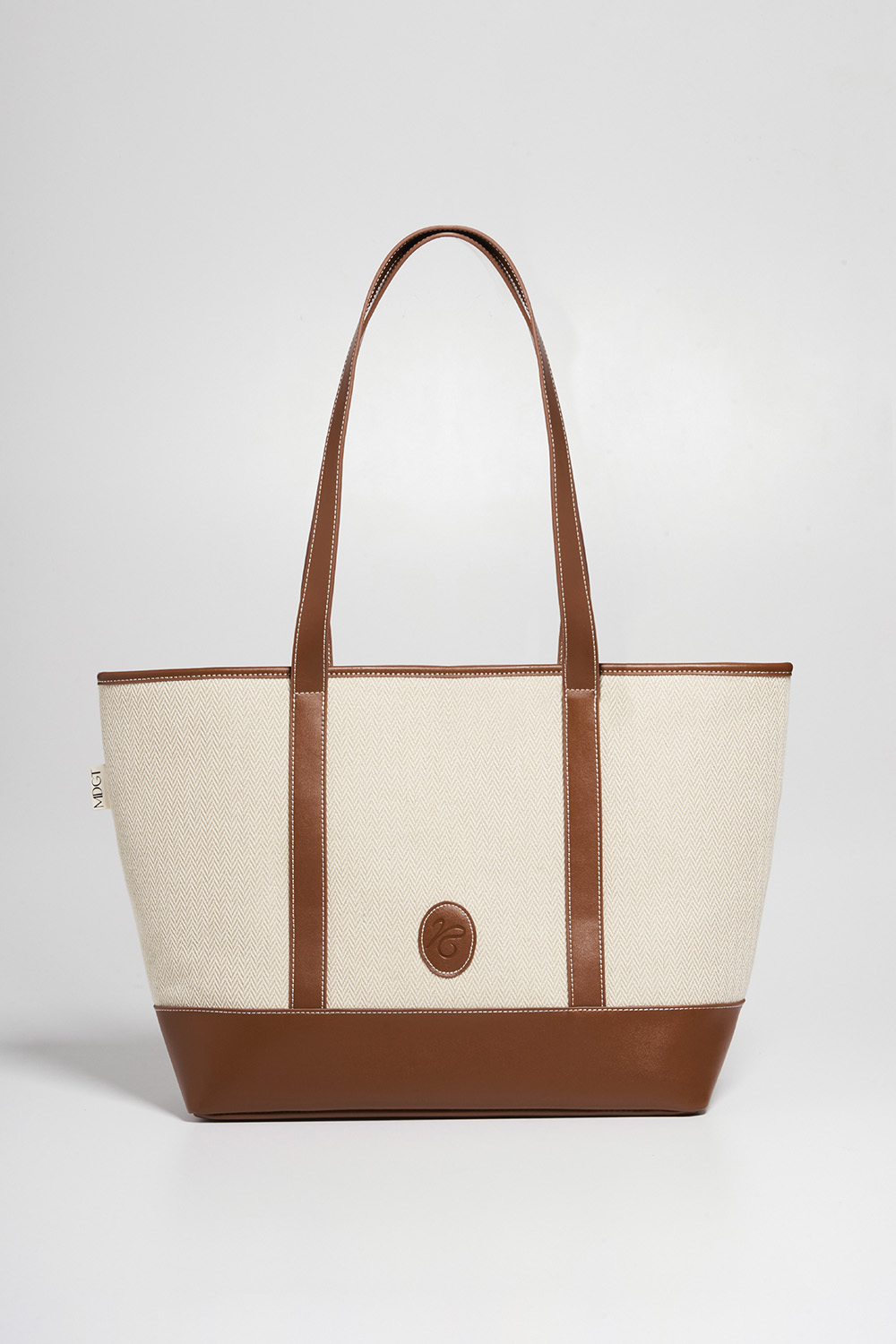 Symbol Shopper Bag_Brown, Herringbone